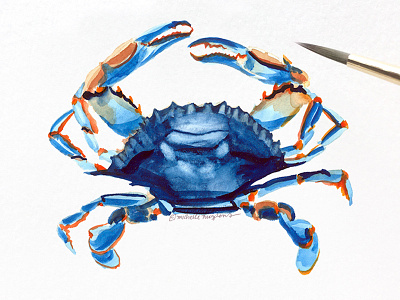 Blue Crab crab illustration painting watercolor