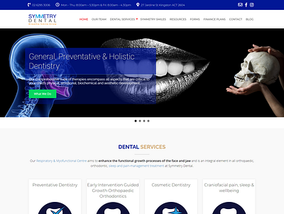 Symmetry Dental dental website design logo ui