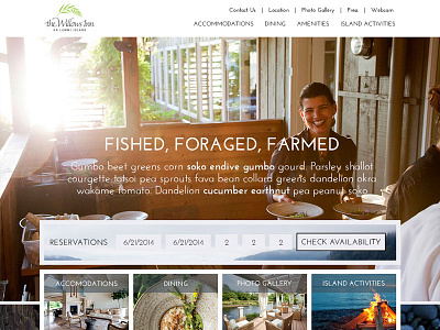 Willows Inn Web Design Comp clean farm to table hotel north east restaurant web design web design