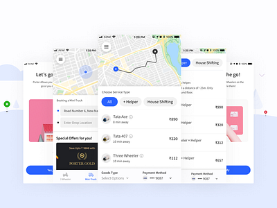 Booking trucks online app design booking app lyft ola onboarding ui uber uiux