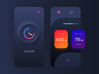 Alarm Clock UI 3d 420 alarm alarm app apple dark mode dark ui gradient shadows ui ux user interface wake up workout