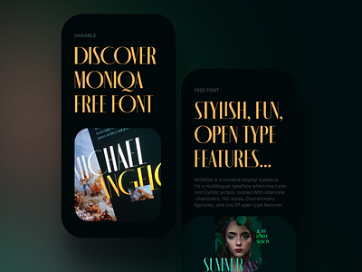 MONIQA – Free TYPEFACE app branding design free free font free typeface logo minimalistic mobile app mobile ui typography ui