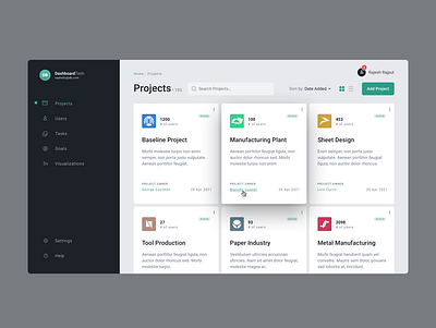 Dashboard – Projects Screen application dailyui dashboard app dashboard design dashboard ui uiux ux