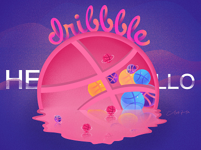 Hello Dribbble design flat illustration logo