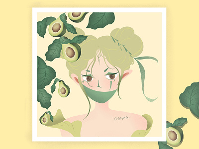 avocado fruit girl avocado design drawing fruit girl illustration painting