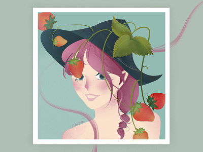 strawberry fruit girl design drawing fruit girl illustration paintig strawberry