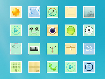 Peaceful calculator camera clock file icon mail theme video