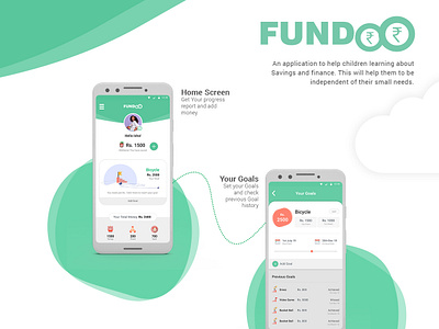 Fundoo Dribble fianacial for kids independent learning app savings ux