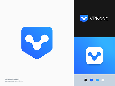 VPNode brand identity branding logo logo design logomark minimal security security logo shield shield logo v v logo vpn vpn logo