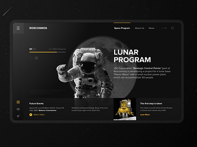 Roscosmos - Lunar Program cosmonaut cosmonautics design minimal moon space ui ux web