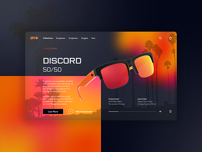Spy Optic blur design discord goggle minimal mirror orange shop sunglasses ui ux web website