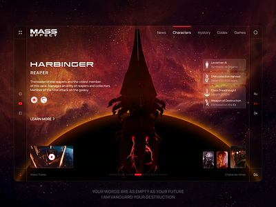 Mass Effect Website bioware blur branding design figma futuristic galaxy harbinger mass effect minimal pc game reaper sci fi space ui ux war web website