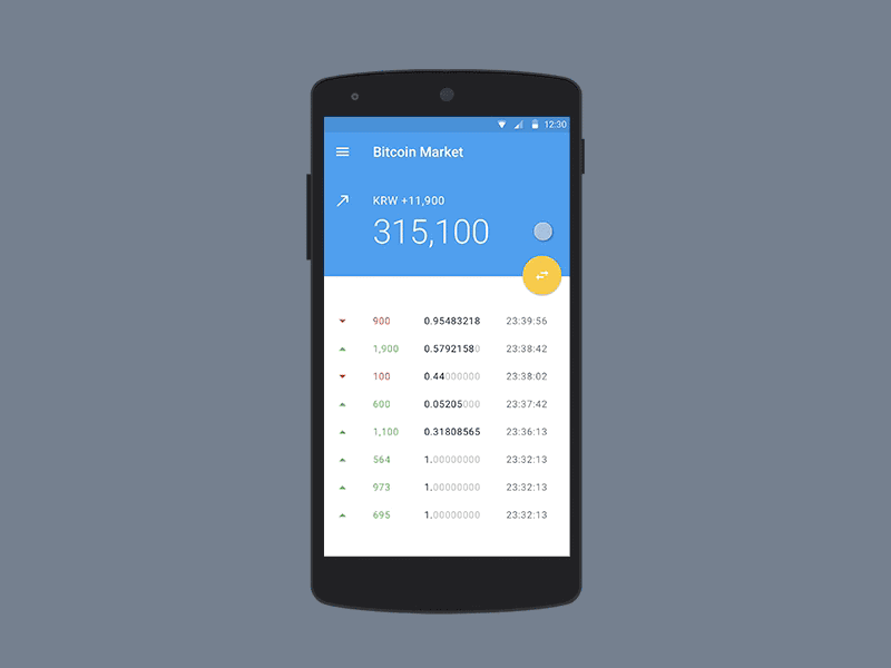 Material Bitcoin app V2 app bitcoin flinto material sketch ui