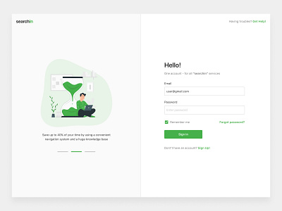 Sing In | CRM App app application clean color crm design flat form green homepage illustraion minimal sign in ui ux website welcome