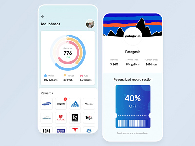 Earthly mobile app app application blue branding chart circle clean coupon design figma flat homepage interface ios minimal mobile product ticket ui ux