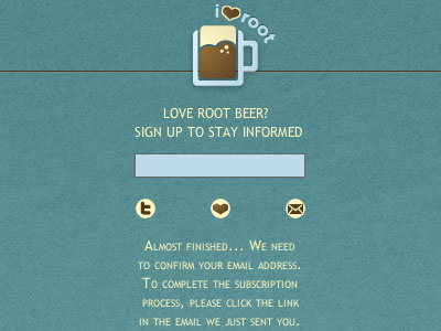 i<3root Sign-up blue brown root beer sign-up love
