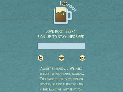 i<3root Sign-up blue brown root beer sign up love
