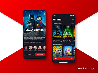 Cartoons and TV movie app animation app batman design design app films interface lego mobile motion movie screen ui uiux ux