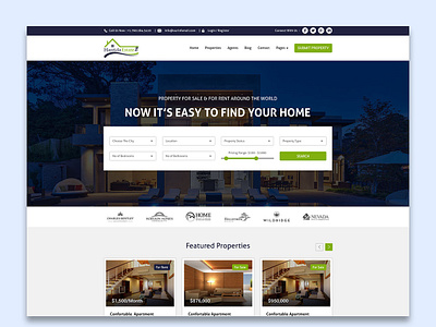 Property Sale & Rent website design properties property property management template design ui web design website template