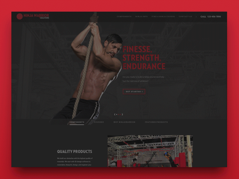 Ninja Warrior Solutions Homepage Design animation athletic exercise fitness ninja ninja warrior typography web design