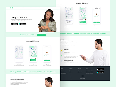 Bolt clean design drive drivers figma green pastel colors redesign concept ui web webdesign white