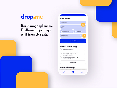 drop.me adventure app application blue bus design figma iphone journey orange ride sharing transport travel ui ux