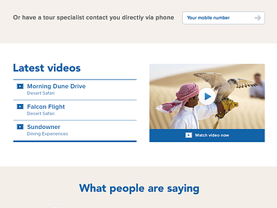 Website Crop design dubai hospitality player tour travel uae videos website