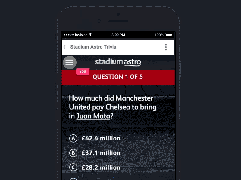 StadiumAstro Trivia app astro demo football malaysia menu mobile slide soccer stadiumastro trivia