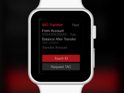 Transfer Confirmation with Touch ID ambank apple watch touch id ui ux