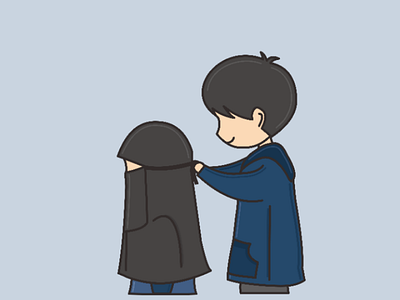 Simi & Cua 5 cartoon character couple cute illustration muslim vector