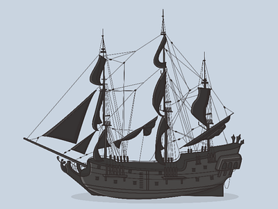 Black Pearl illustration lineart ship vector