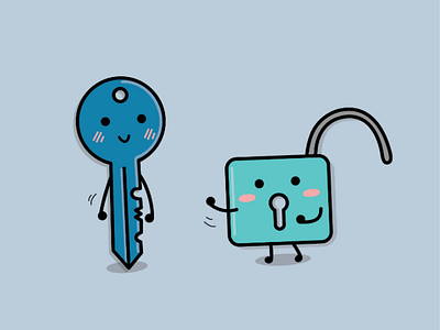 Padlock & Key cartoon cute illustration key padlock vector