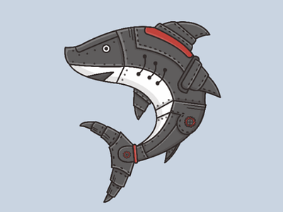Shark animal design fish illustration logo ocean sea shark steampunk symbol vector