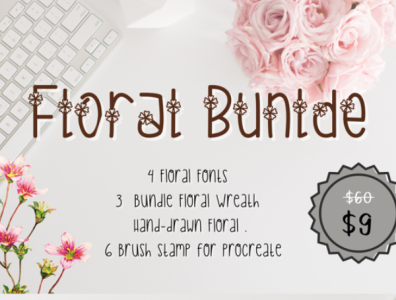 Floral Bundle bundles creative design floral flower fonts illustration typeface typography wreath