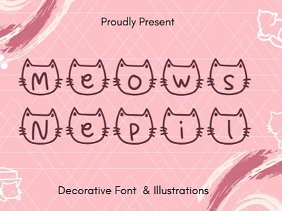 Meows Nepil Font animal branding cats creative cute decorative design display font illustration logo paw