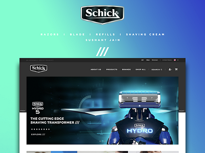 SCHICK GLOBAL WEBSITE HOME PAGE concept design hyrdro interaction design pitch razor ui ux website design