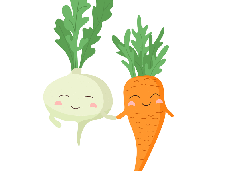 Best friends turnip and carrots animal animation cartoony character cute hero kawaii logo vector vegetable vitamins детский дизайн иллюстрация