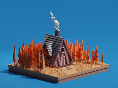 Lowpoly Autumn Cabin