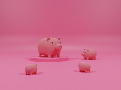 Piggies 3d animals blender illustration lowpoly piggy render