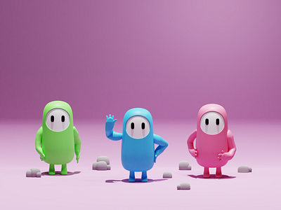 Fall guys 3d b3d blender character characters fallguys game illustration low poly lowpoly render