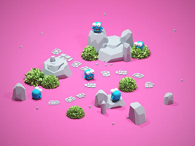 You rock more! 3d b3d blender bush bushes characters game illustration isometric low poly lowpoly monsters render rock rocks