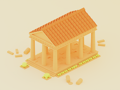 Greek Temple 3d ancient b3d blender concept greek illustration low poly lowpoly render temple