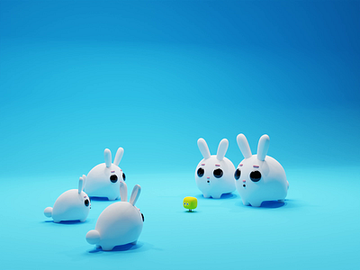 Rabbits! 3d animation b3d blender character characters low poly lowpoly nft rabbit rabbits render