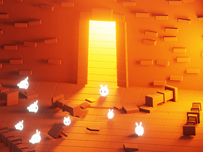 Dungeon Rabbits! 3d animated animation b3d blender characters concept cute dungeon game isometric loop low poly lowpoly nft nftart nftcommunity rabbits render