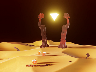 The Obelisk 3d ancient animated animation b3d blender characters concept desert loop low poly lowpoly monsters nft nftart nftcommunity obelisk render ruins