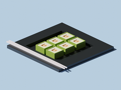 Sushi 3d blender food isometric low poly lowpoly render sushi