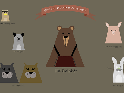 Human Meat animal character illustrator vector vector art