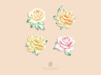 Watercolor Blush Bouquet artwork flowers illustration pattern peony rose sticker watercolor