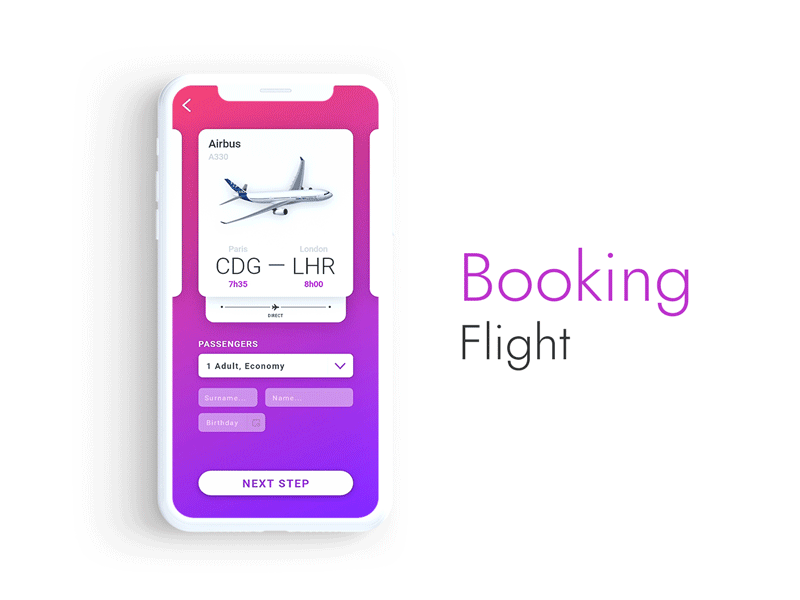 Booking Flight adobe photoshop adobexd app design flight gif interface sketch ui uxdesign