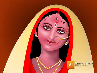 Digital drawing of Goddess Durga